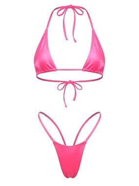 Coral Pink G String Thong Tri-Kini Set | Stripper Bikini | Exotic Dancewear